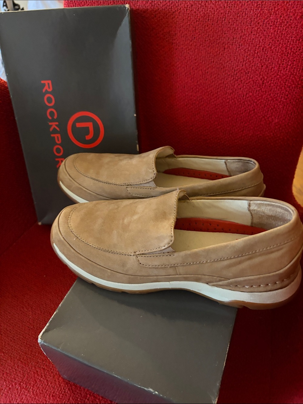 Rockport Women’s Light Brown Suede Slip-On Loafers